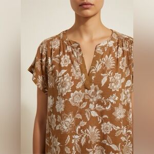 LOFT Brown Floral Blouse